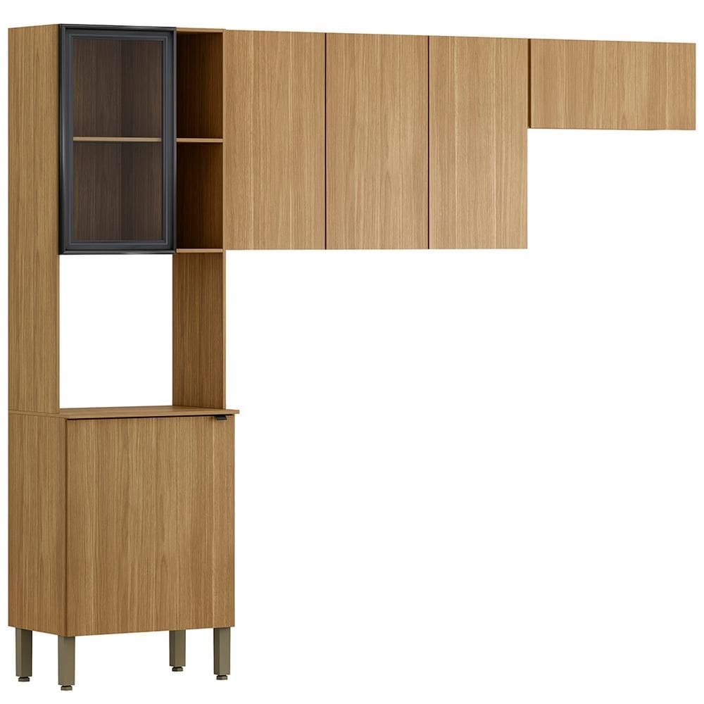 Cozinha 3 Pecas 251 cm MDF V Plus Freijo Soft ABS Pto KTP