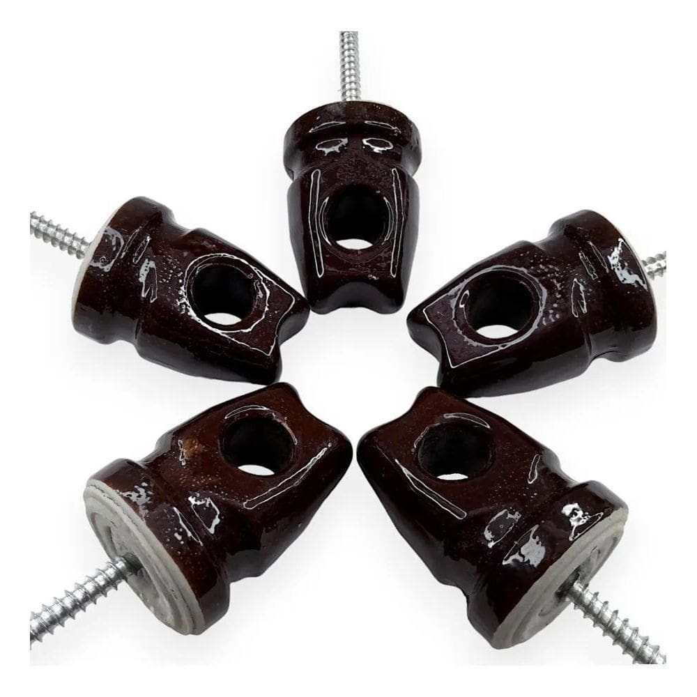 2X Kit 5 Isolador Pimentão Porcelana Poste/Fio/Cabo/Eletrica