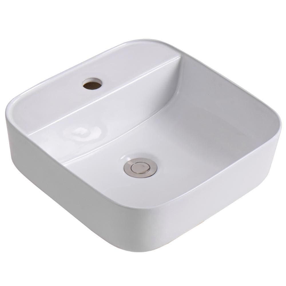 Cuba Pia De Apoio Quadrada Para Banheiro/lavabo 39x39cm Mônaco Zagonel Louças - Com Deck - Branco