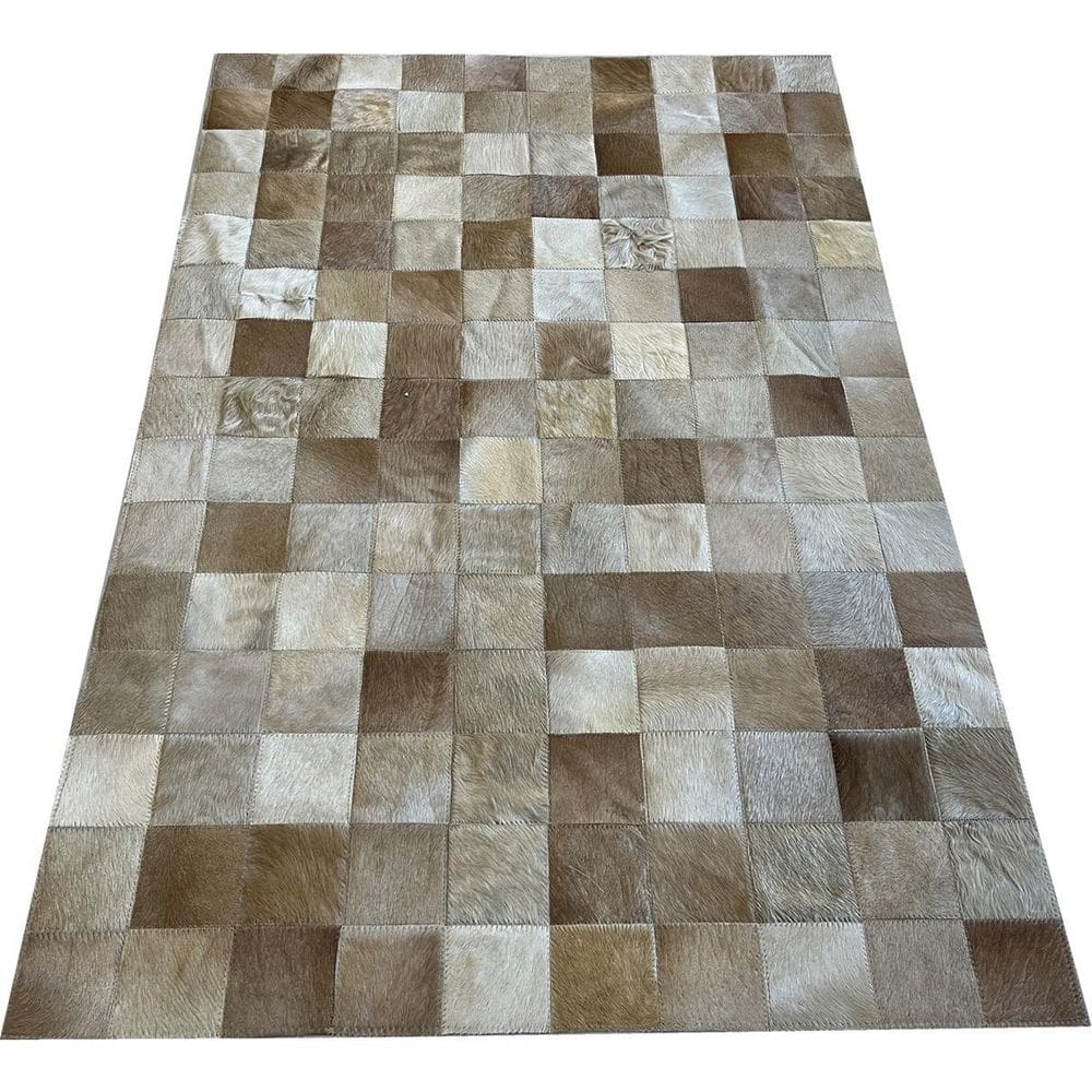 Tapete De Couro Bege 1,00X1,50 S/Borda Quadriculado 10X10Cm