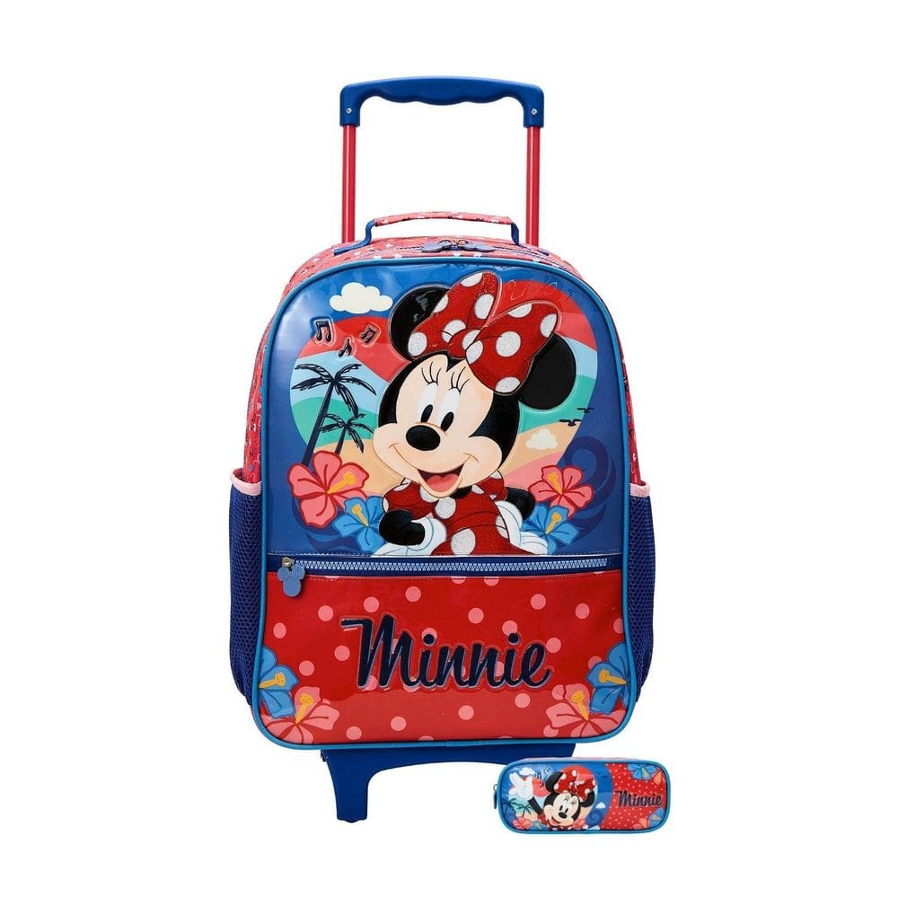 Kit Escolar Minnie Mochila Rodas G+Lancheira+Estojo Triplo