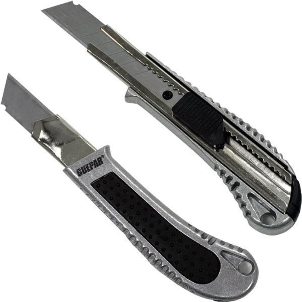 Estilete Profissional Metal 18Mm Guepar Com Lamina Extra