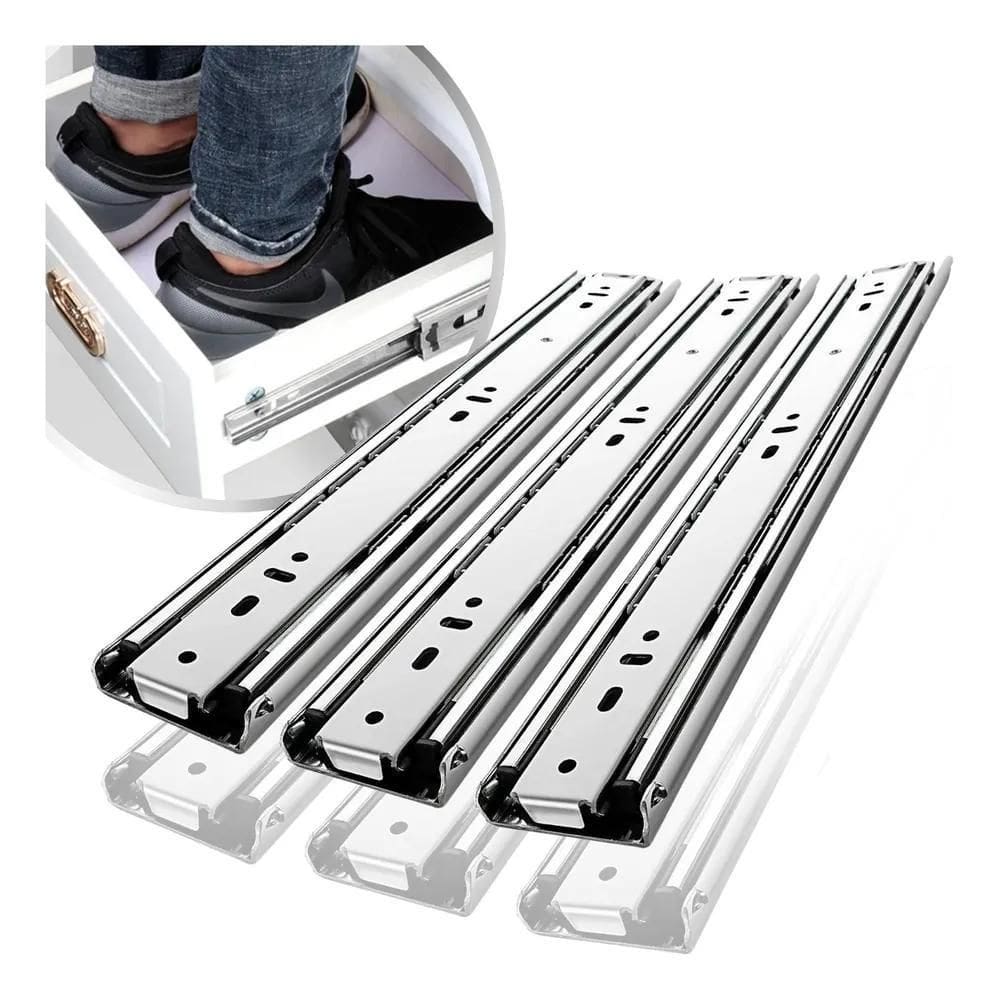 2X 6 Corrediça Telescópica H40 30Cm 3 Par Reforçada Resisten