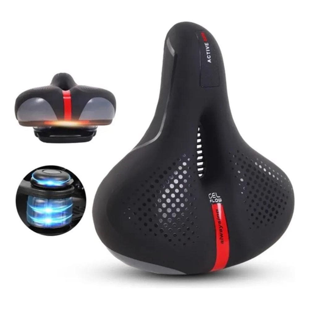 2X Banco Bicicleta Largo Gel Super Macio Vazado Com Carrinho