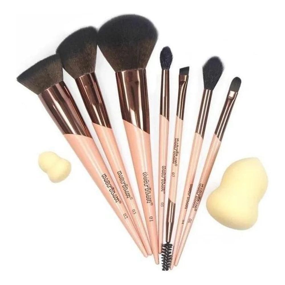 Kit De 7 Pincéis Para Maquiagem Macrilan Ed200 Ed200 Salmão/