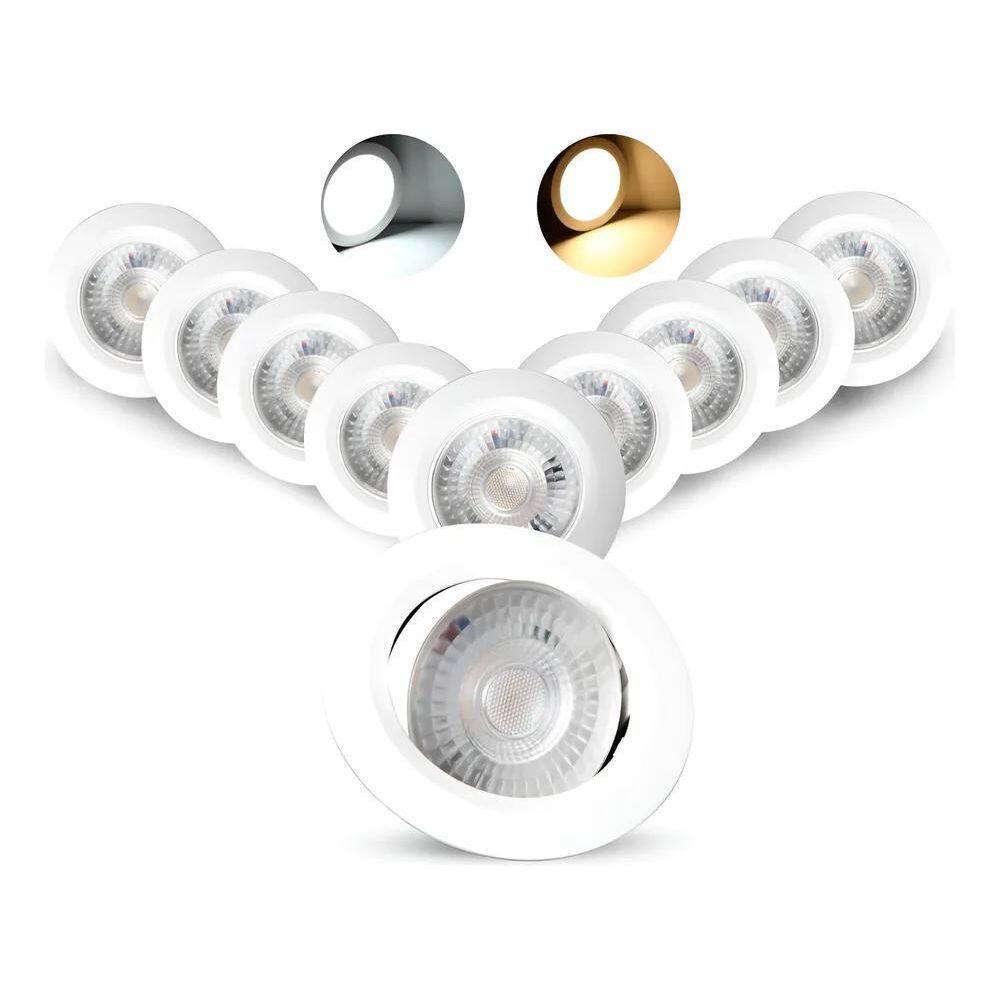 Kit 10 Spot Led Cob 5W Dicróica Direcionável Redondo Embutir