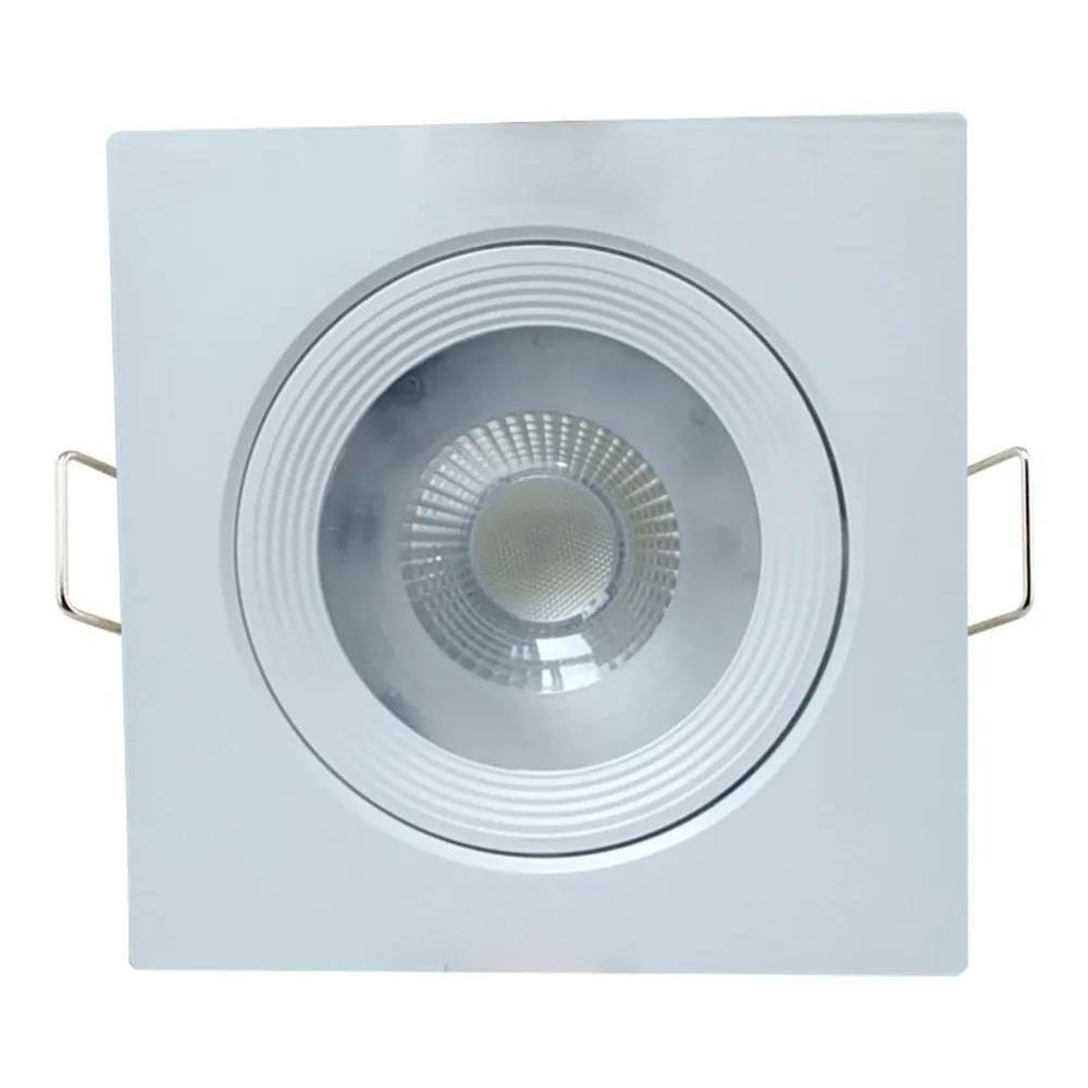 2X Spot Led Embutir Quadrado Mr16 5W 3000K Amarelo Bivolt Ki