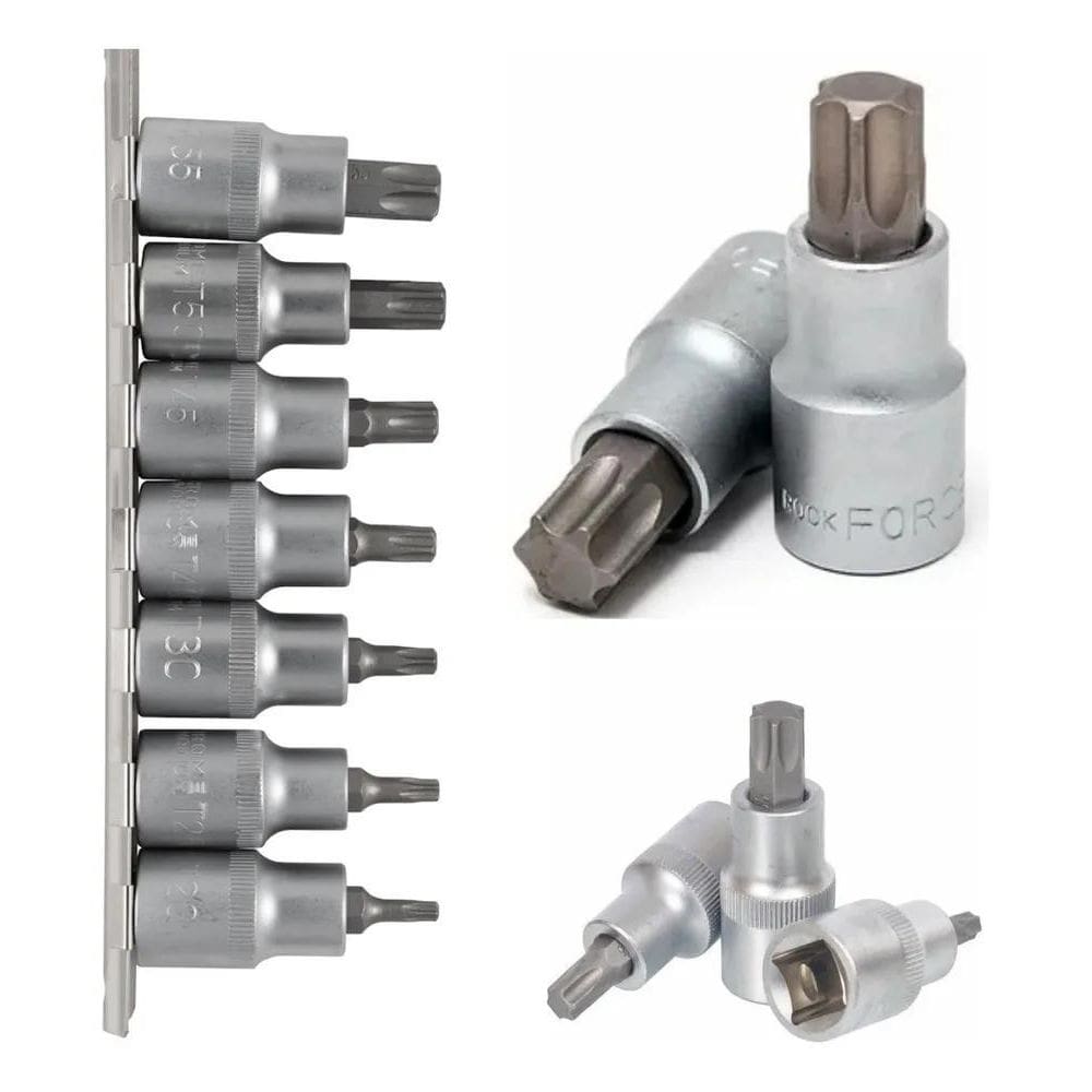 2X Jogo De Soquetes Bits Torx T20 A T55 Encaixe 1/2 Com 7 P