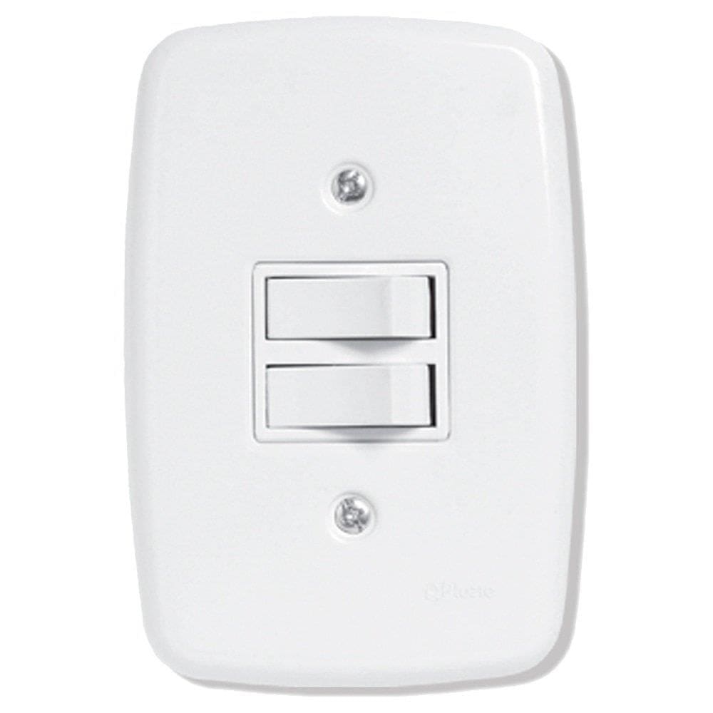 Interruptor Ideale Pluzie | 2 Teclas Simples com Placa 4X2 Branca