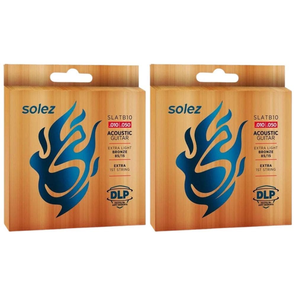 Kit 2 Encordoamento Violão Aço Solez .010 Bronze Slatb10