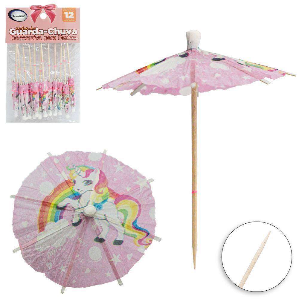 Palito Bambu Guarda Chuva Decorativo Frutas 12 Pecas 10Cm