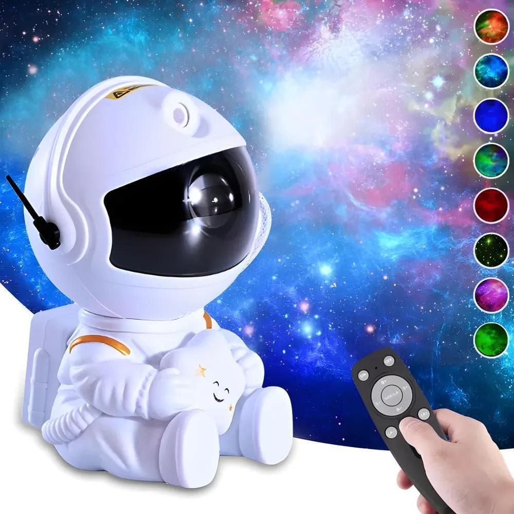 2X Luminária Projetora Formato De Astronauta Estrelas Galáxi