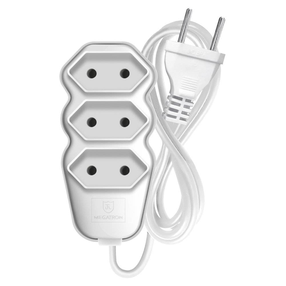 Extensão Fio 2 x 0,75mm 10m Branca 3 Tomadas