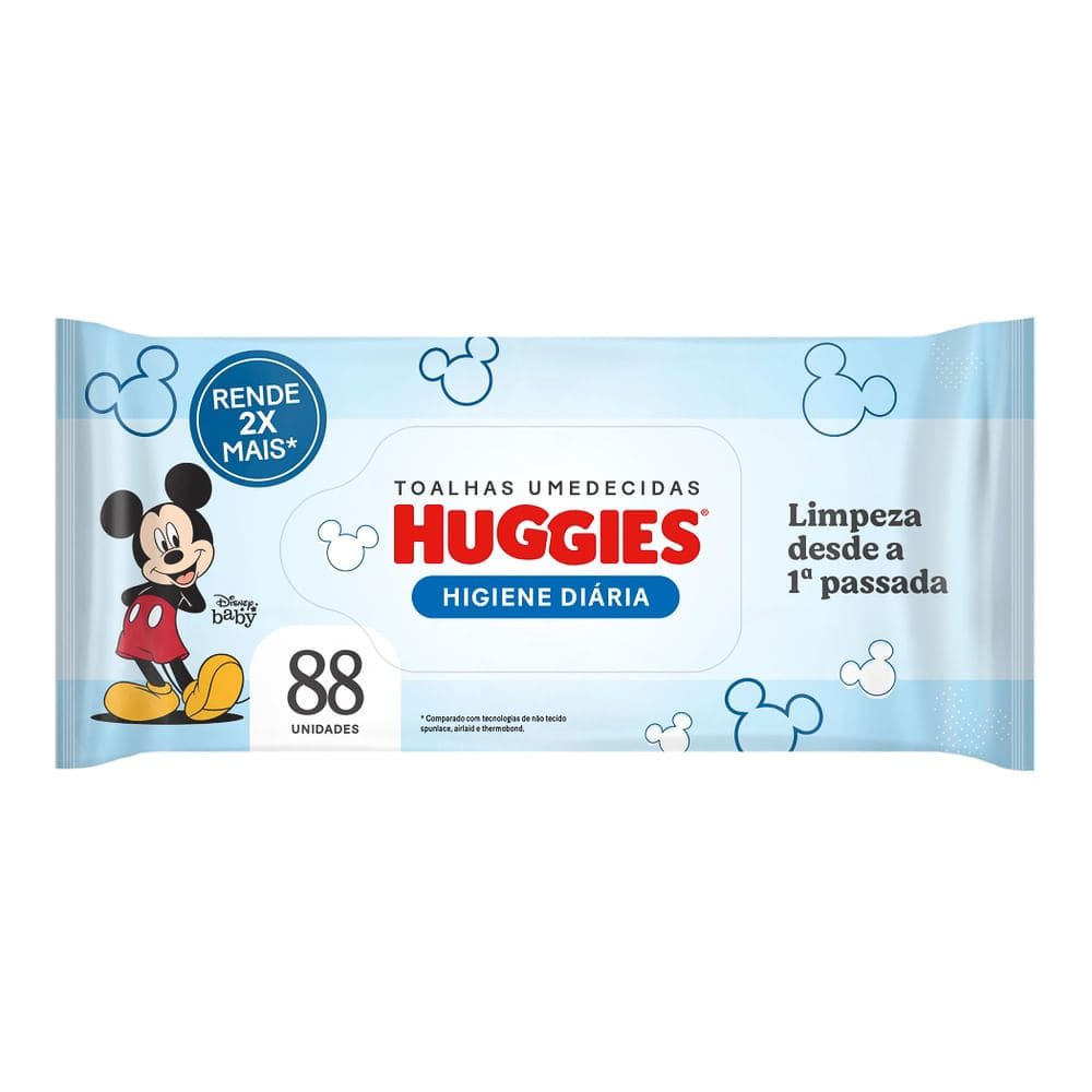 Lenço Umedecido Huggies Higiene Diária Disney 88 Unidades