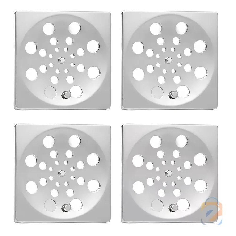 2X Kit 4 Grelha Ralo Quadrada Em Aço Inox Com Fecho Rotativo