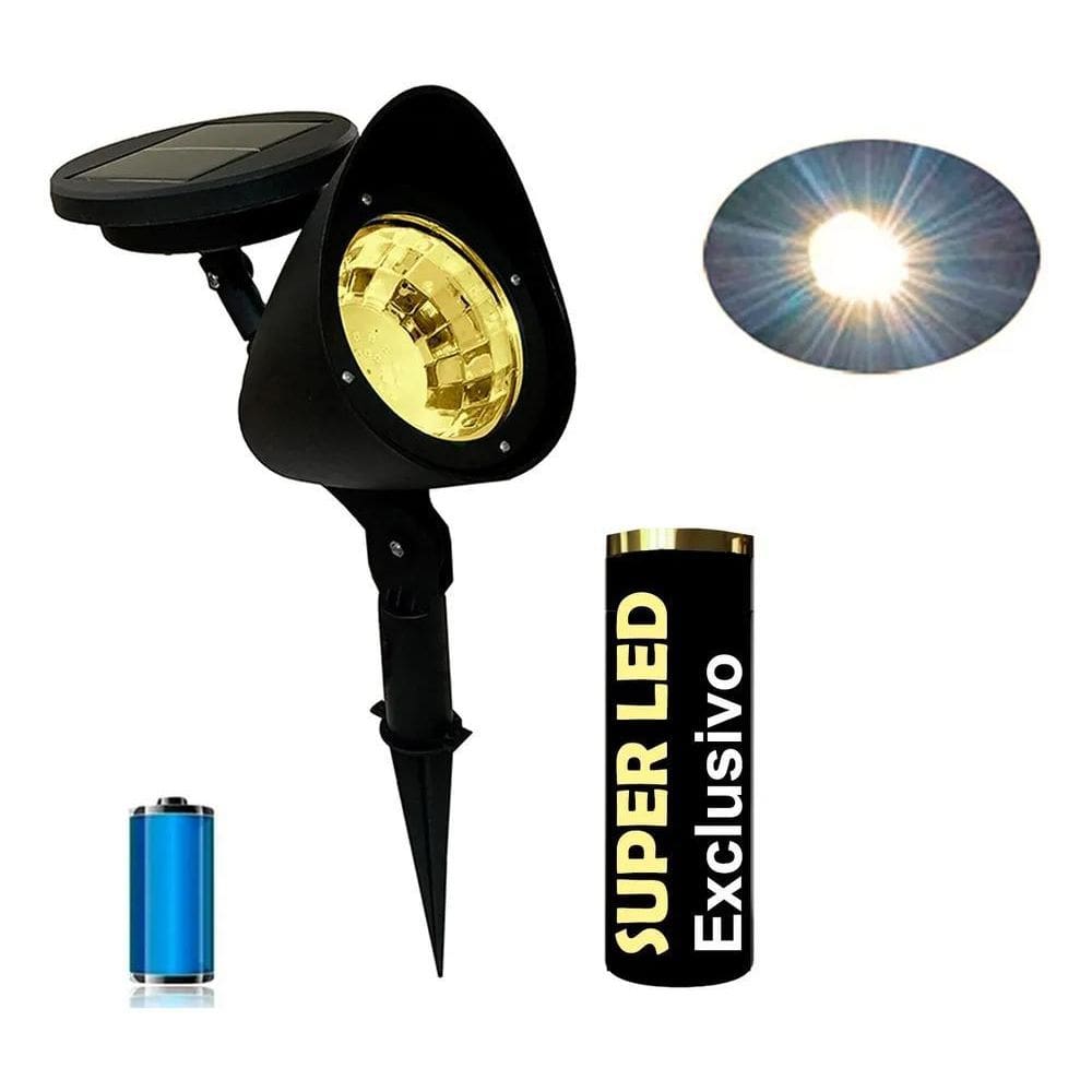 2X Luminária Luz Solar Branco Spot Jardim Branca Externa Esp