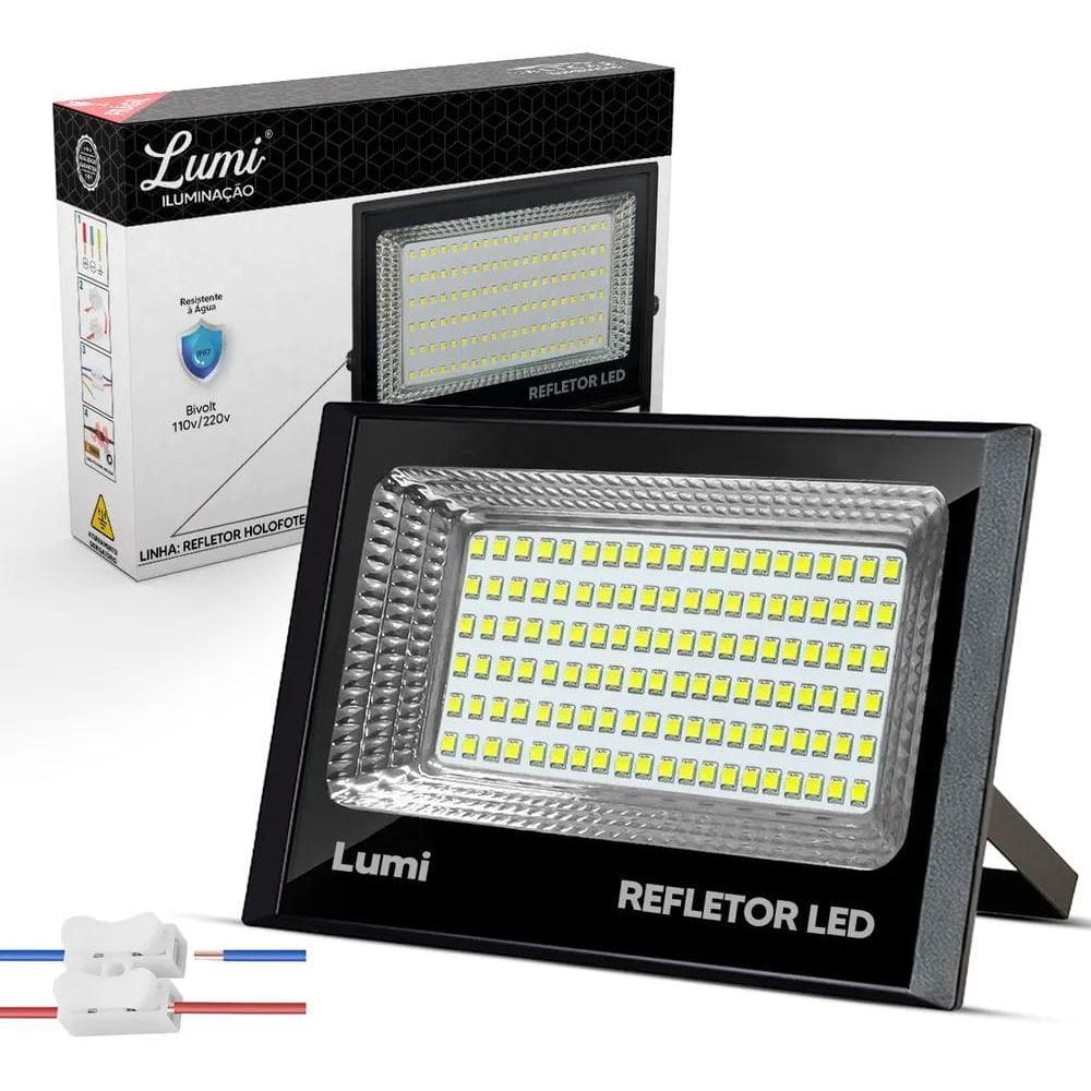 2X Refletor Led 200W Holofote Luz Fria 6500K Iluminação Cor