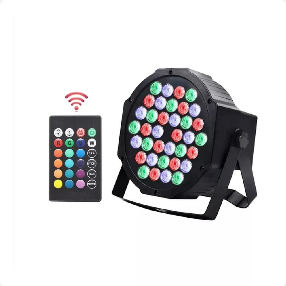 2X Canhão Refletor Par 64 Rgb 36 Leds 1W Dmx Strobo Slim