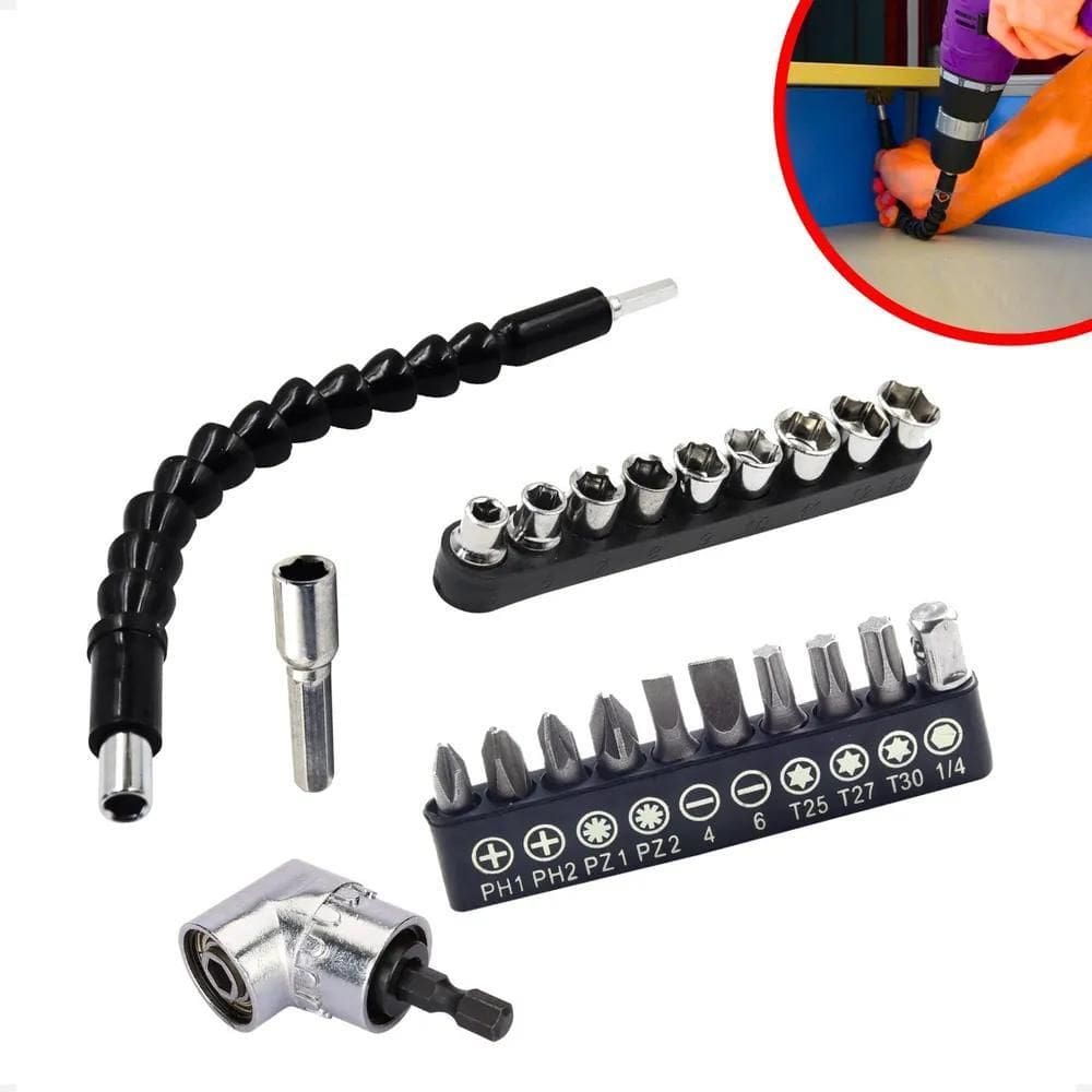 2X Suporte Extensor Cabo Alongador Adaptador Angular Bits Ei