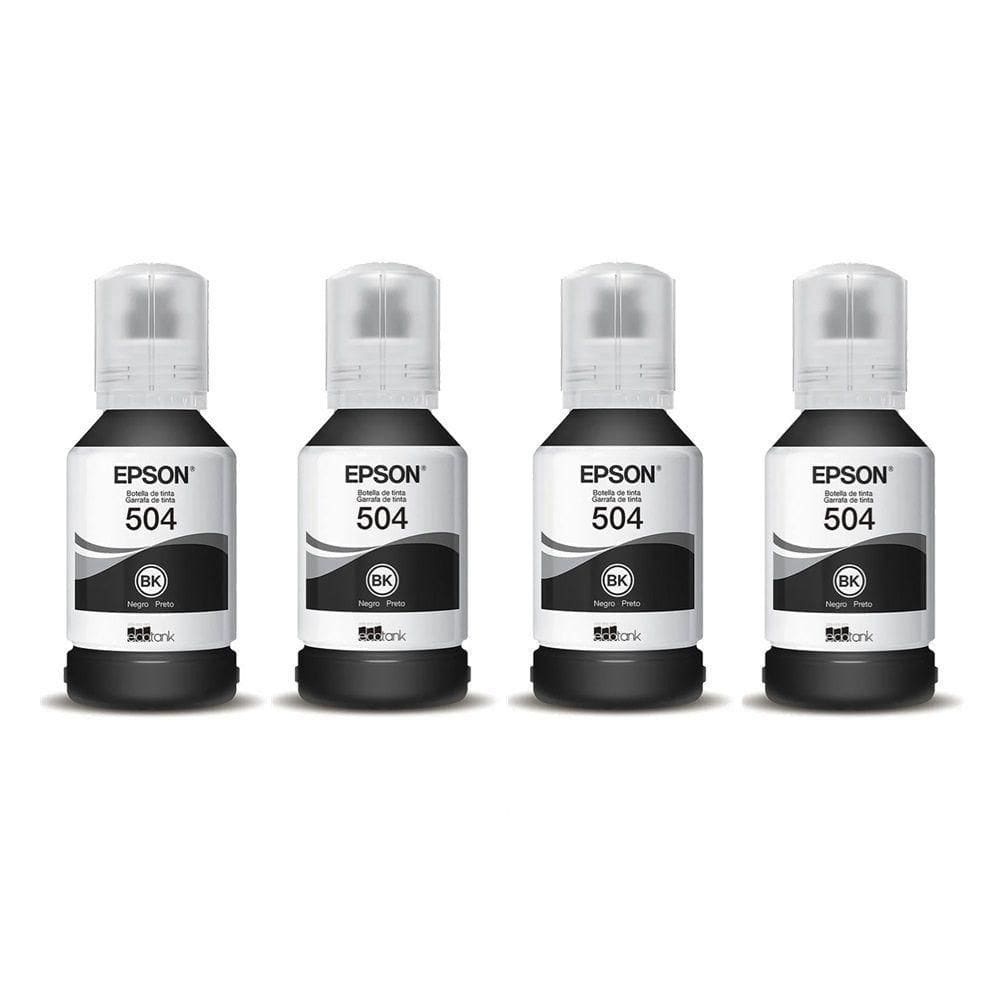 Kit 4 Tintas Epson T504 504 Preto Original L6161 L4150 L4160 L6191- Refill