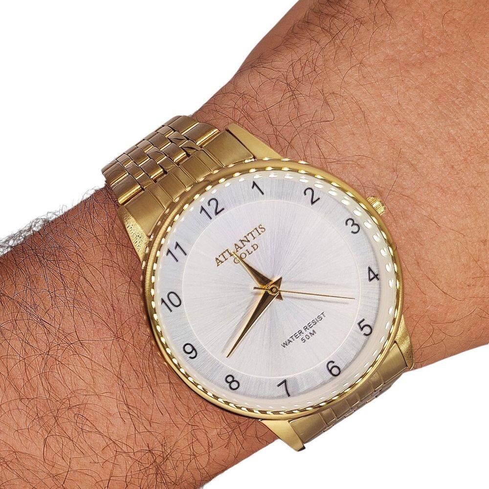 MDRT バッジ ゴールド Relógio Atlantis Analógico Gold Numeros Resistente | Casas Bahia