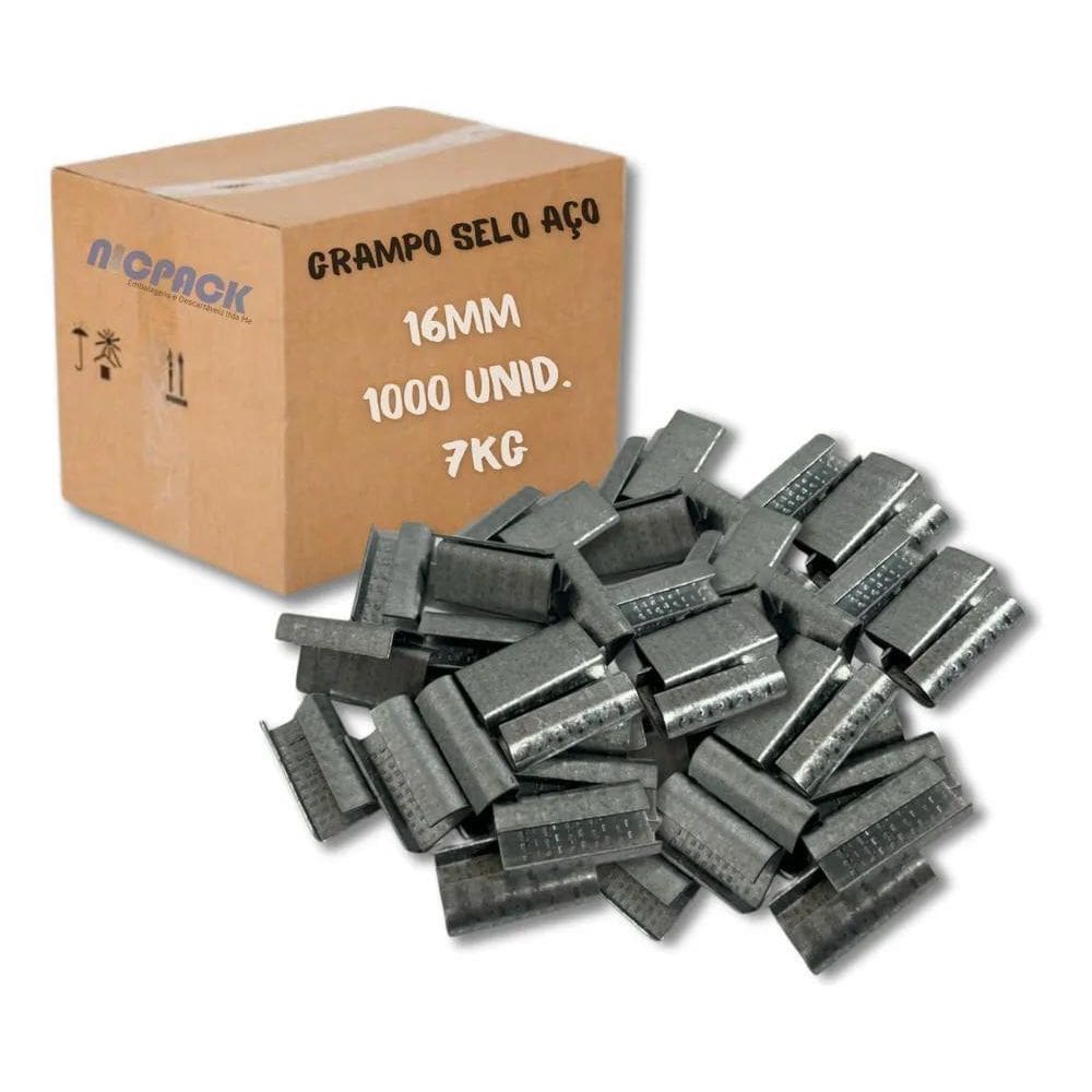 2X Grampo Selo Aço 16Mm 1000 Unid. 7Kg - Fita Arquear