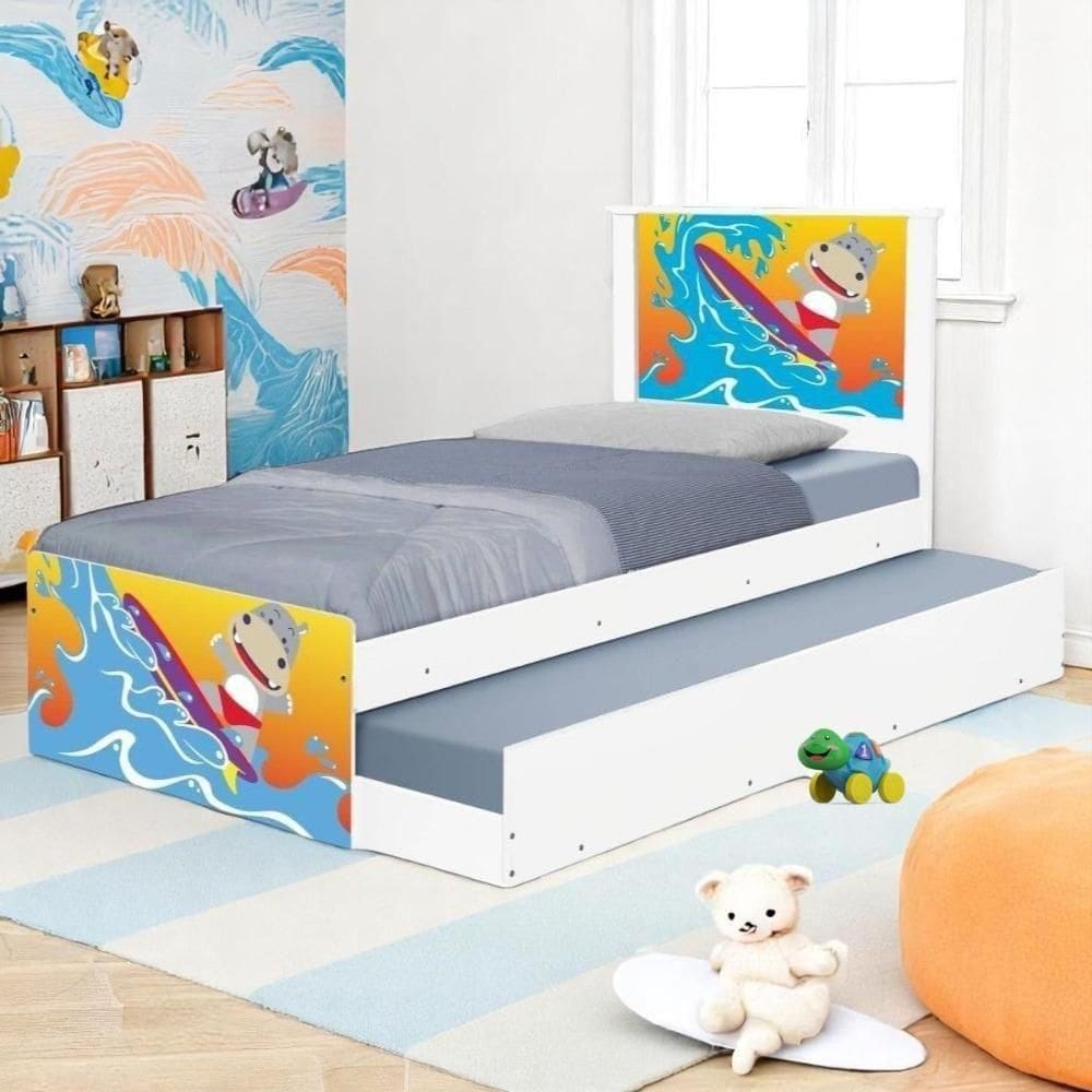 Bicama Juvenil Com Cabeceira Adesivada Surfista