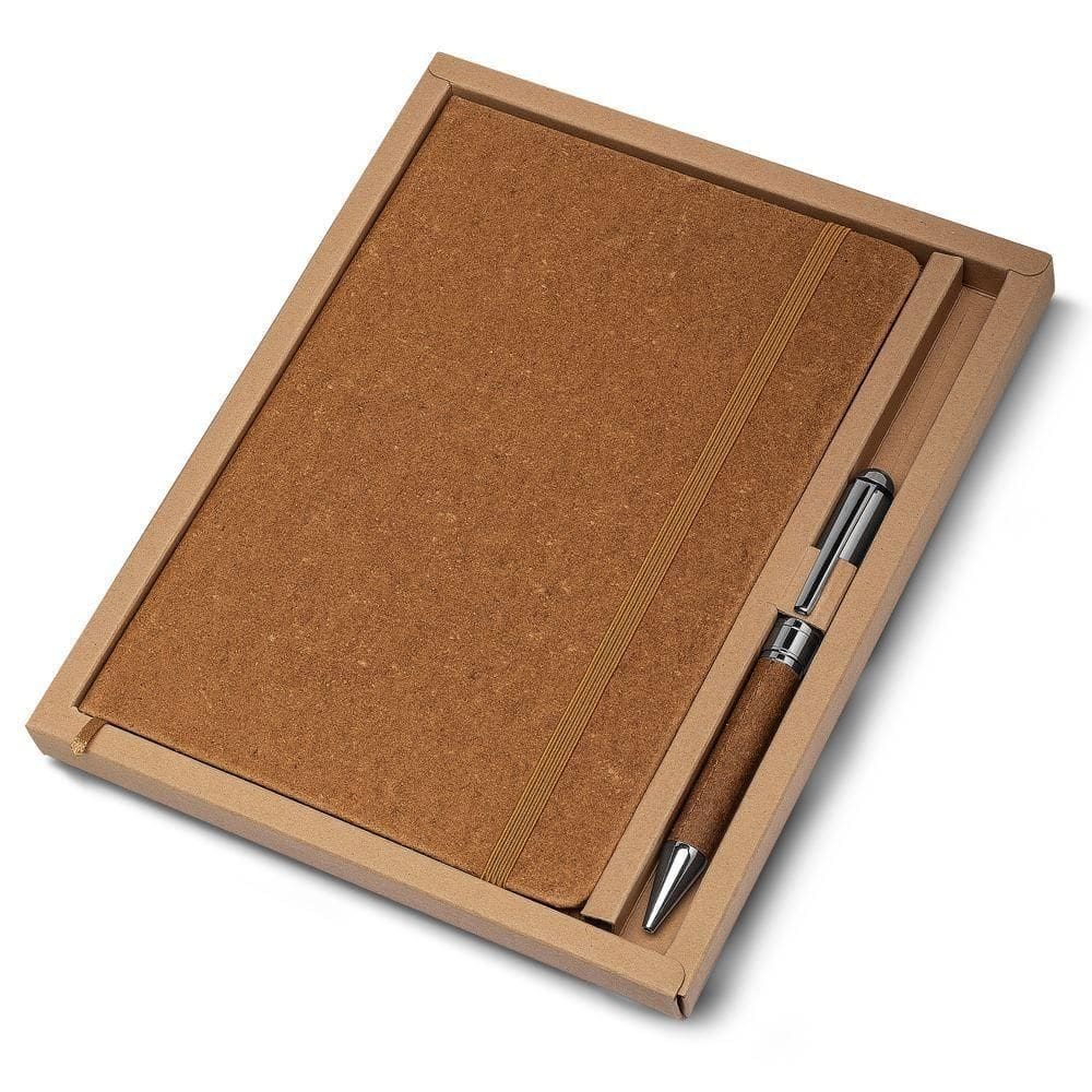 Caderno De Anotações Courino Com Elástico E Caneta Marrom