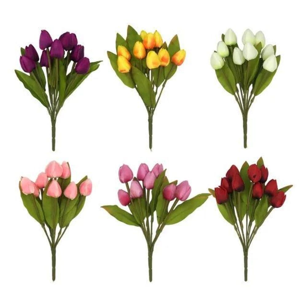 2X Buquê De Tulipa Artificial Decoração