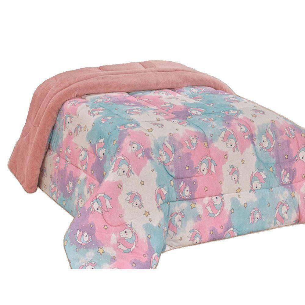 Edredom Mimos Solteiro Dupla Face Malha Manta Soft Unicórnio - 100% Algodão
