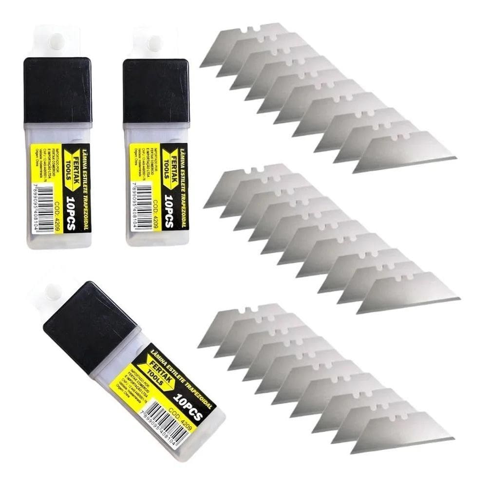 2X Kit Com 30 Lâminas Estilete Trapezoidal Profissional Refi
