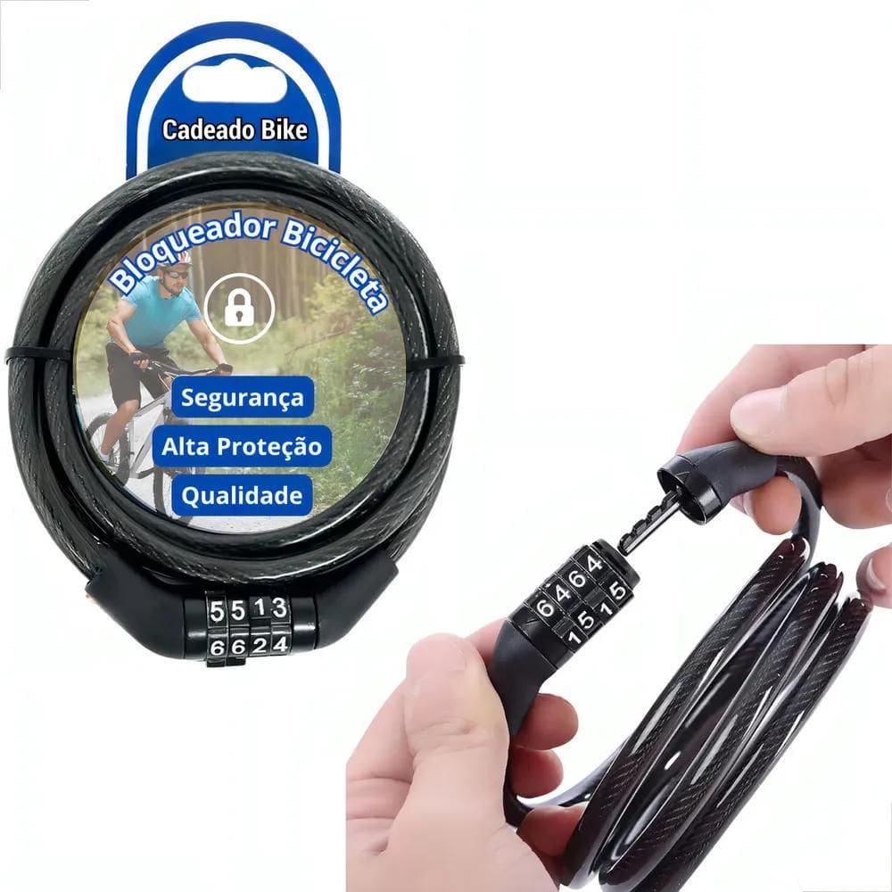 2X Cadeado Bicicleta Reforçado Cabo Aço Bloqueador Senha Cor