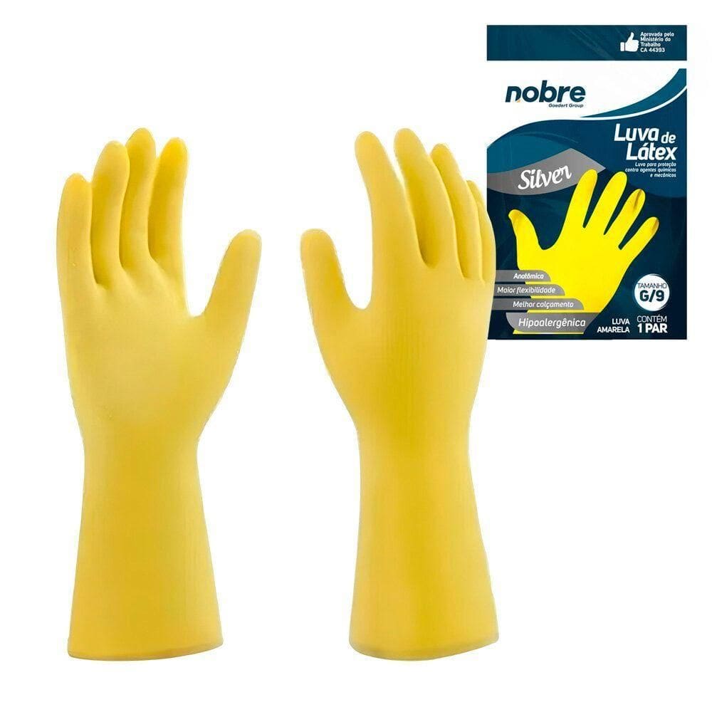 Par De Luvas Nobre Borracha-látex Hipoalergênica G Amarela Nobre Silver Louças Cozinha