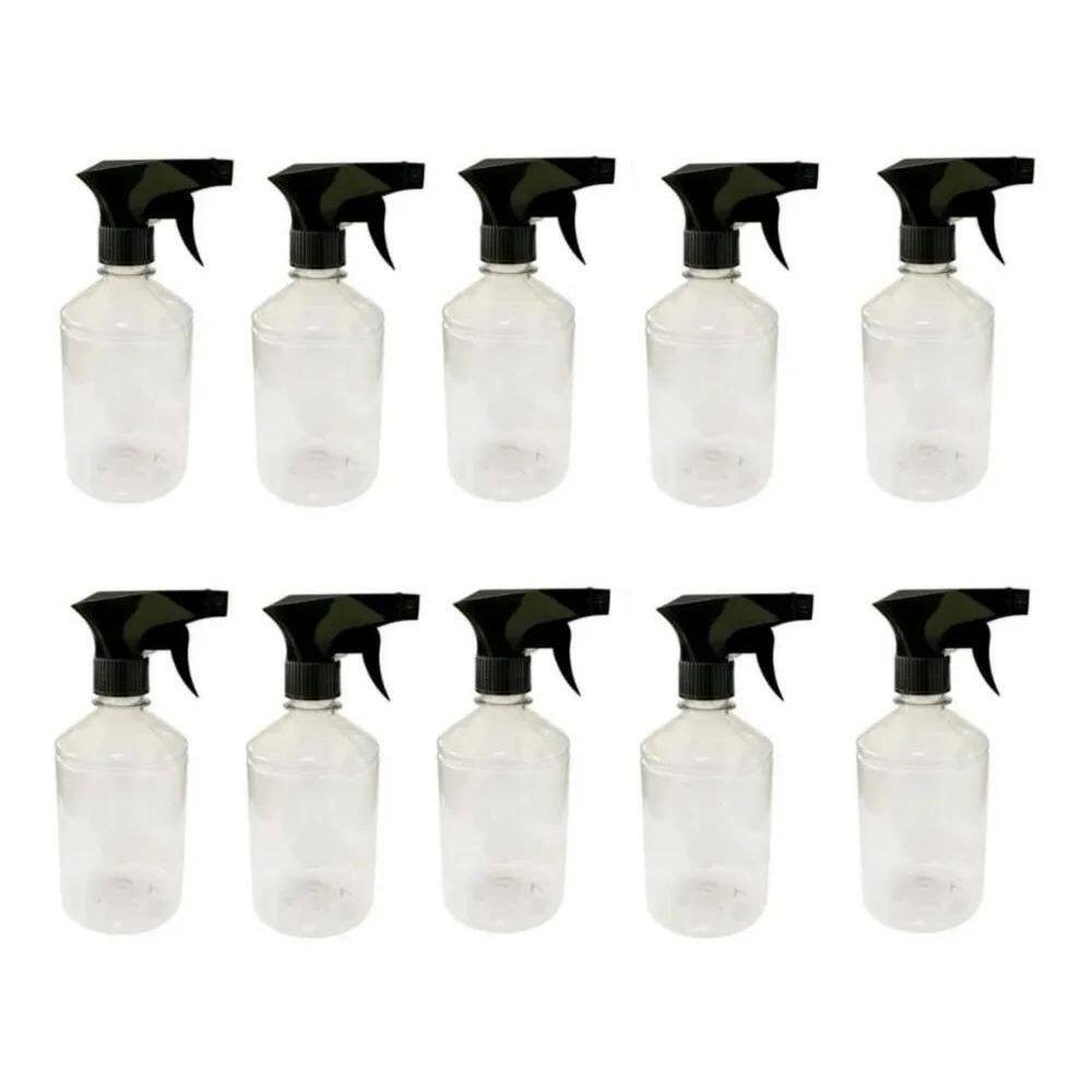 2X Kit 10 Frasco Pulverizador / Borrifador Preto 500Ml