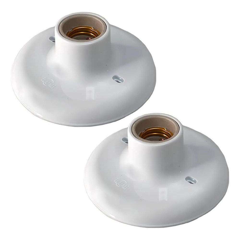 2X Kit 2 Plafonnier Plafon 100W Bocal Soquete E27 Em Porcela