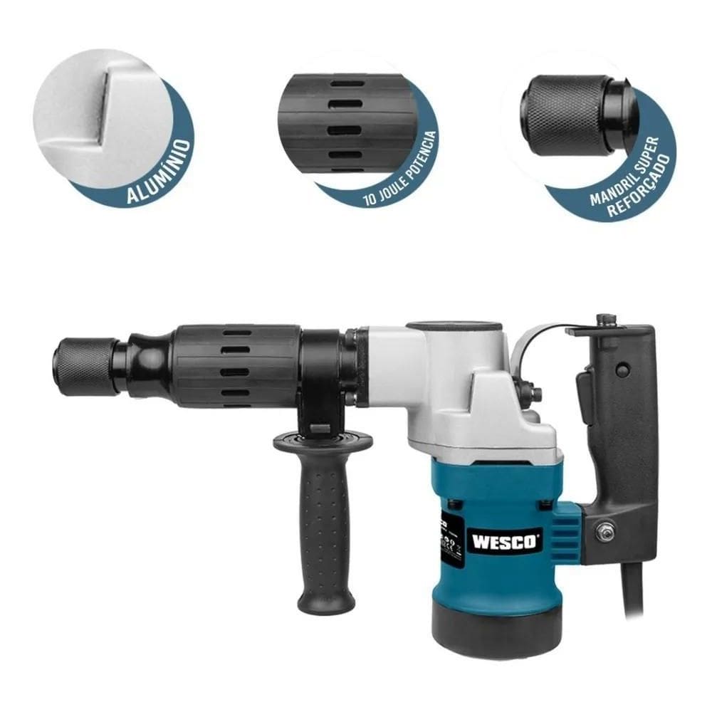 Martelete Perfurador Rompedor 1100W 10J Ws3203K Wesco Cor Az