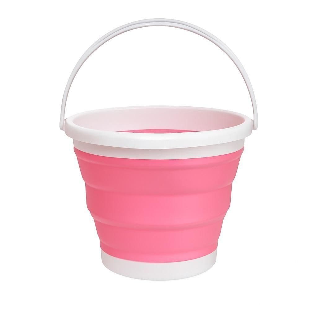 Balde Flexível Silicone Dobrável Cesto Portátil Flash Mop 10l Grande Roupa água Gelo Multiuso Rosa
