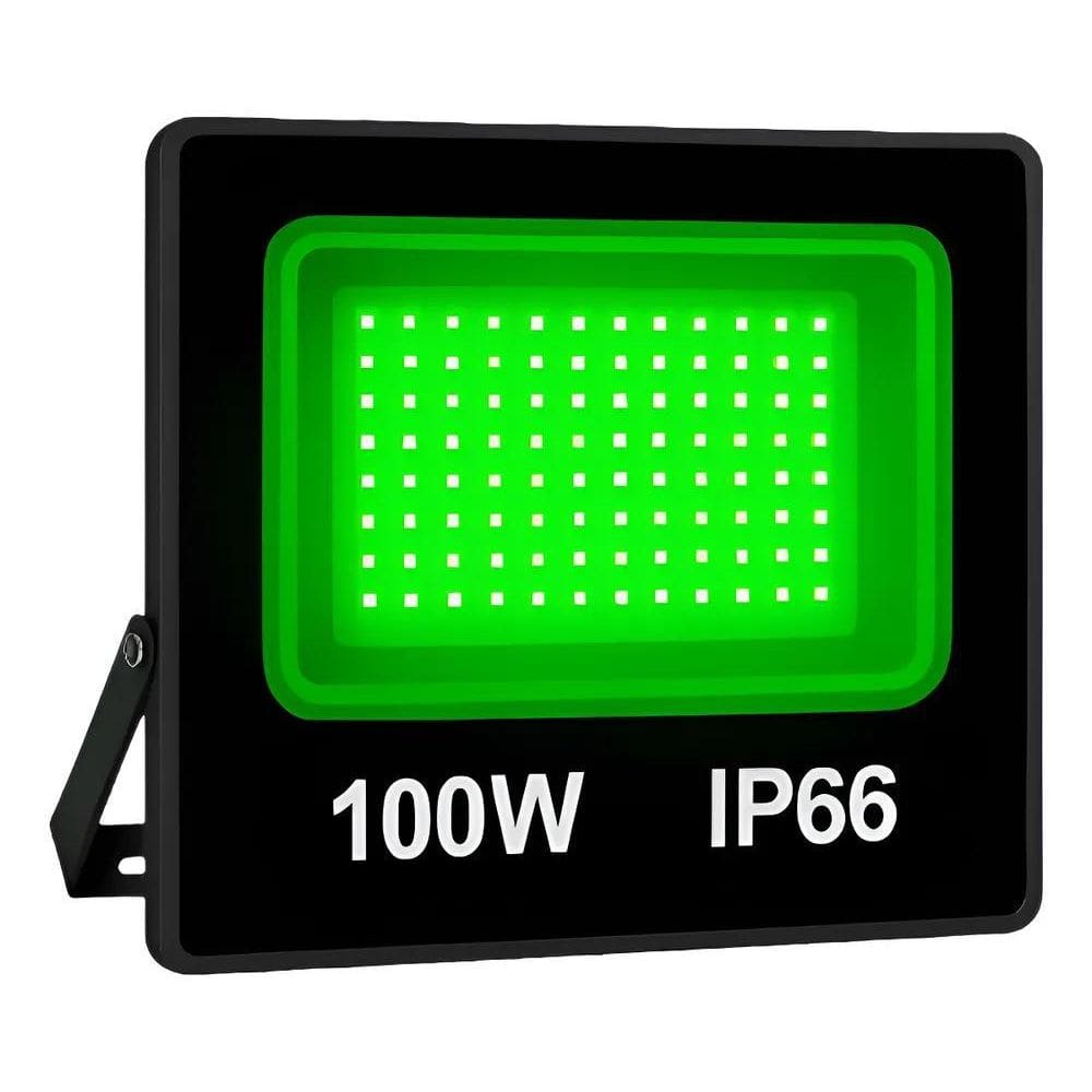 2X Refletor Holofote 100W Luz Verde Iluminação Externa E Jar