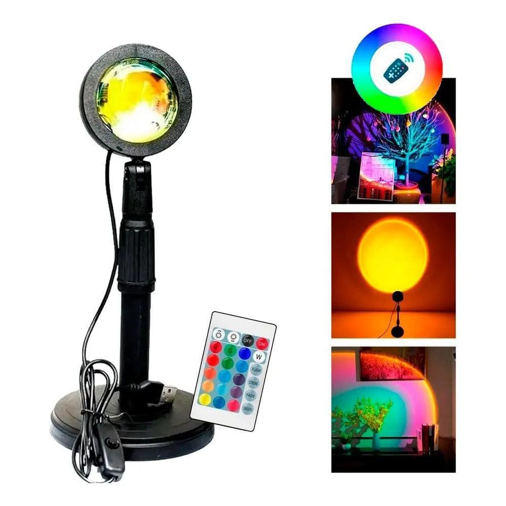 2X Luminária Por Do Sol Luz Noturna Projetor Led Sunset Cont