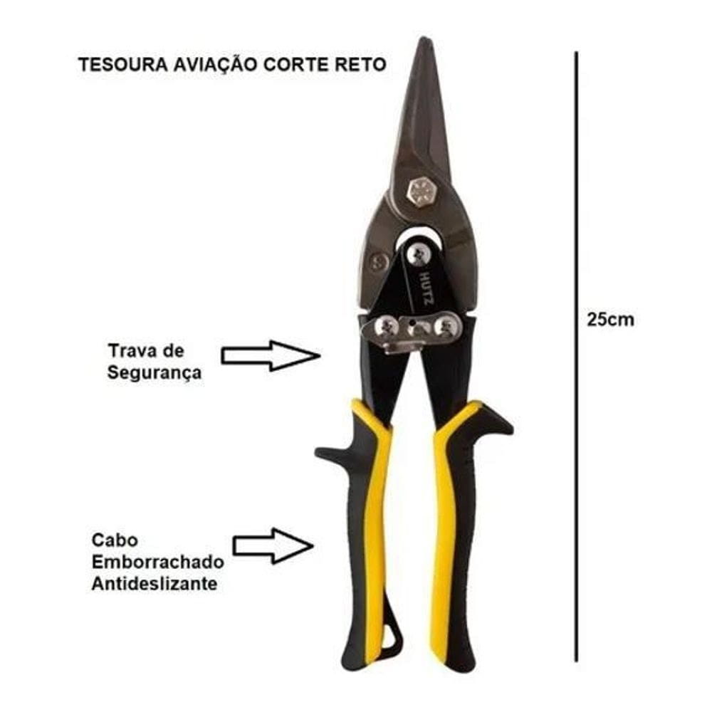 Tesoura Aviação Corte Reto Para Chapa Funileiro Calheiro Hut