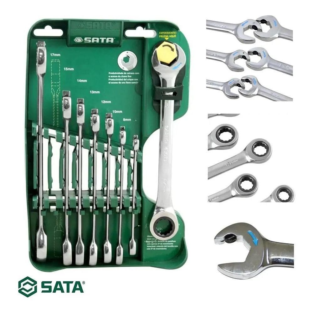 Jogo Chave Combinada Catraca Speedy 8 Peças Sata By Belzer