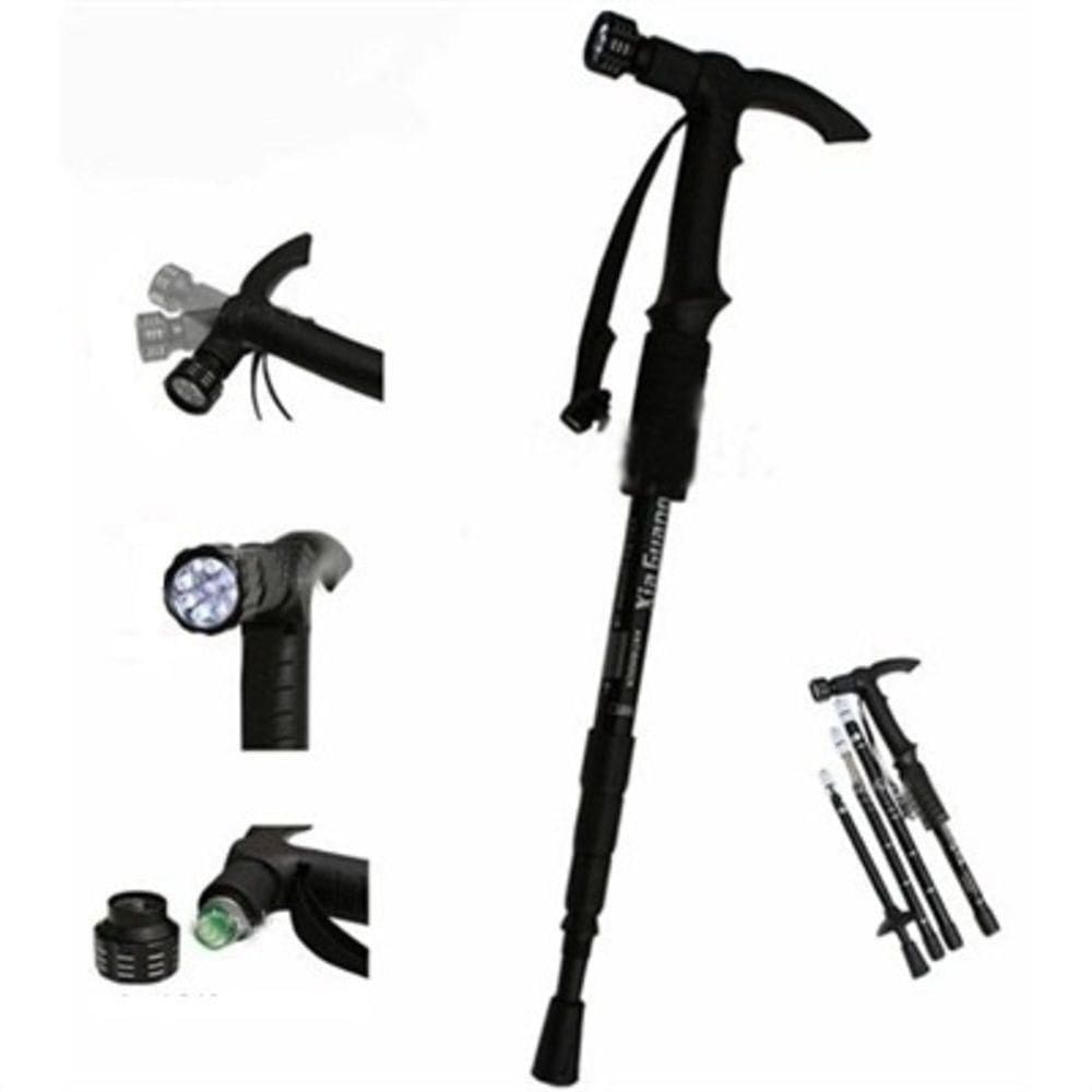 Bengala Ajustável Led Bastão Lanterna Caminhada Cajado Retratil Alumínio Trilha Peregrinacao