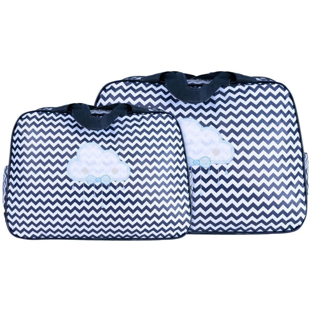 Kit Bolsas Bebê Mave Baby Nuvem Chevron Azul Marinho