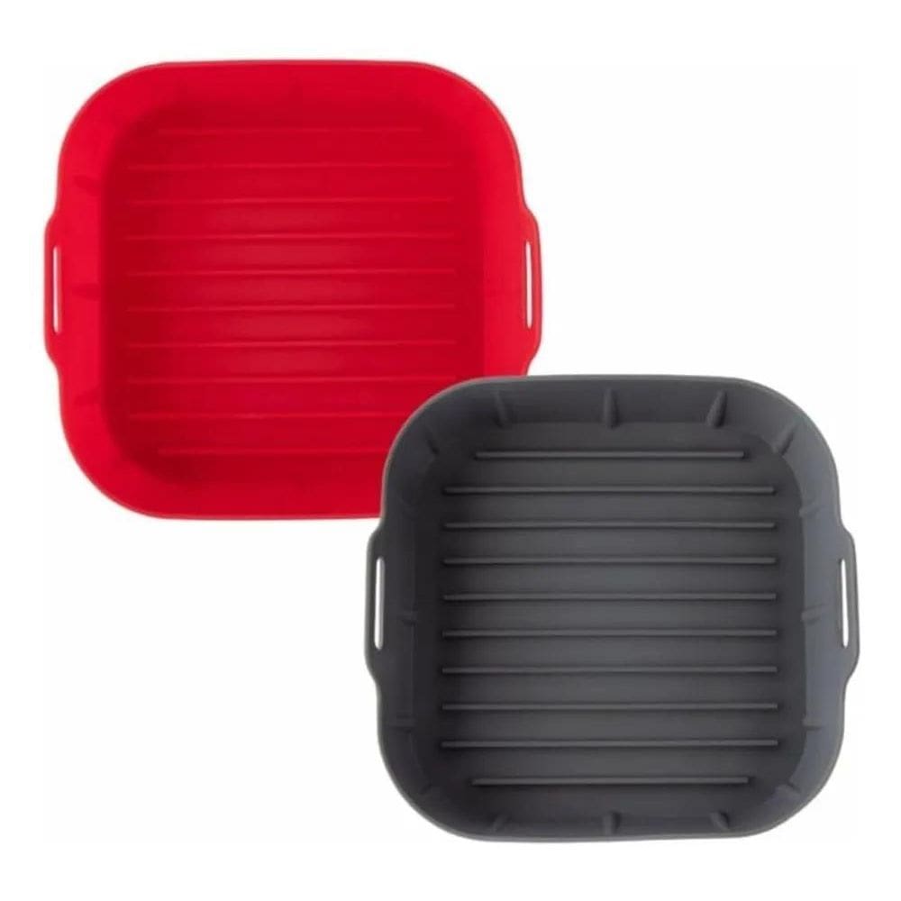 2X Cesto Silicone Airfryer 16Cm Kit 2 Formas Quadradas