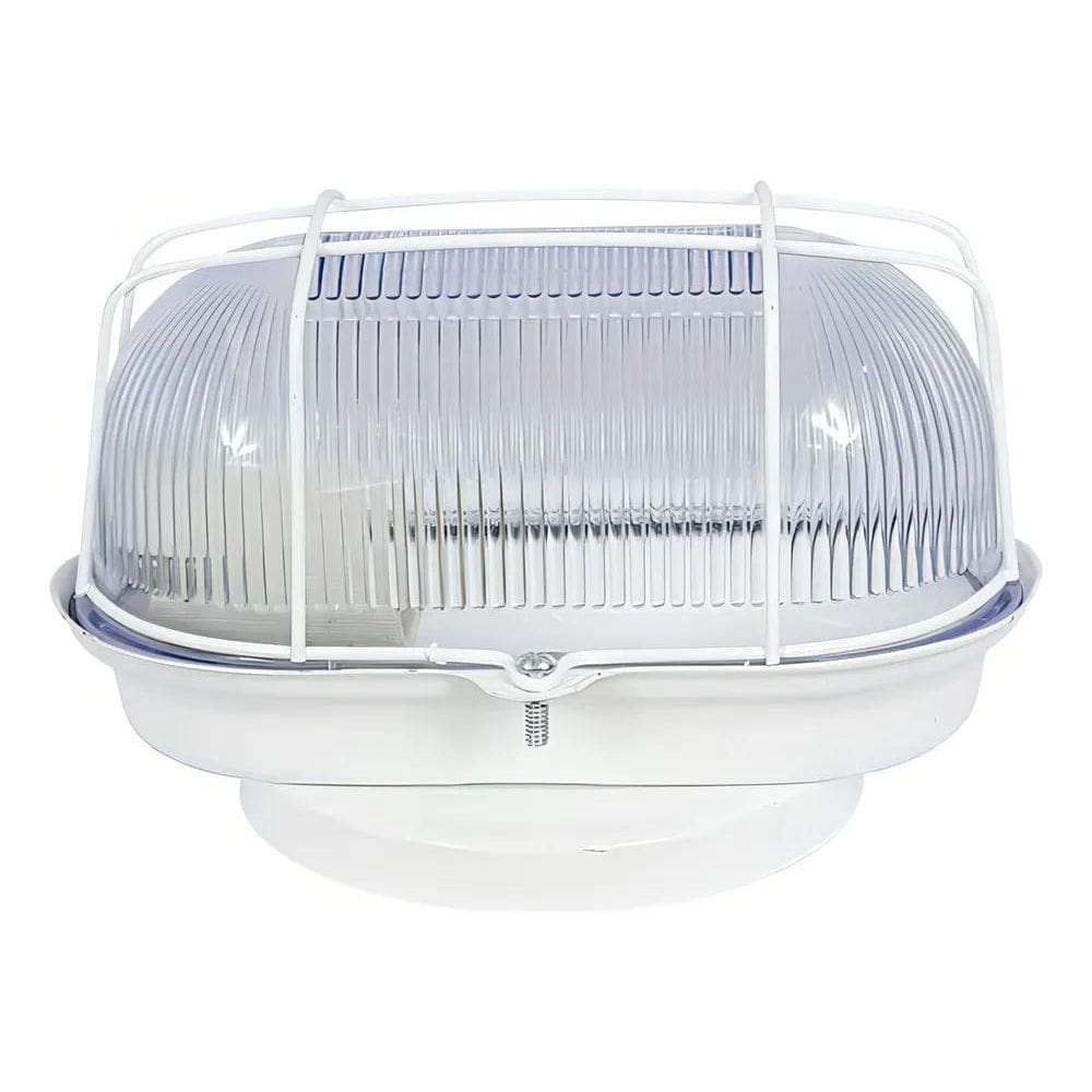 2X Arandela Luminária Oval Tartaruga Branca Aço Vidro Resist