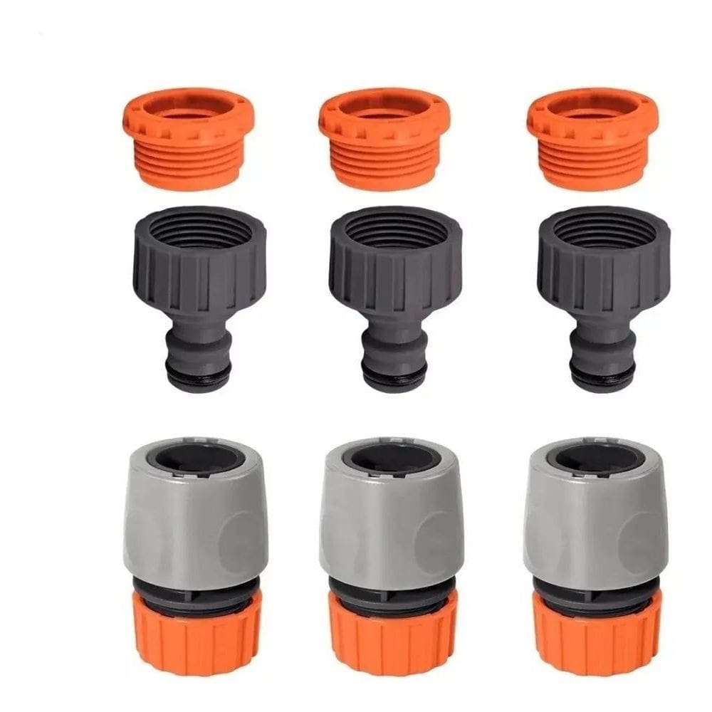 2X Kit 3 Bico Adaptador Torneira + 3 Engates Rápidos Manguei