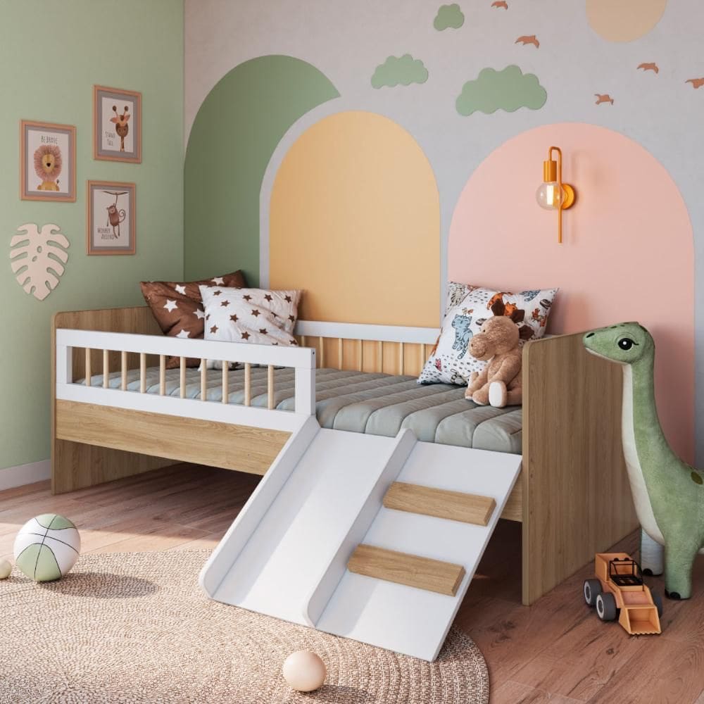 Cama Infantil Montessoriana Solteiro Aveiro Branco Completa Móveis