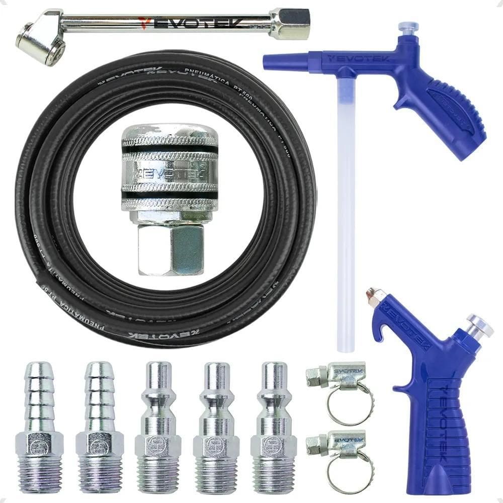 2X Kit Mangueira Compressor De Ar 1/4 Com Bico Encher Pneu E