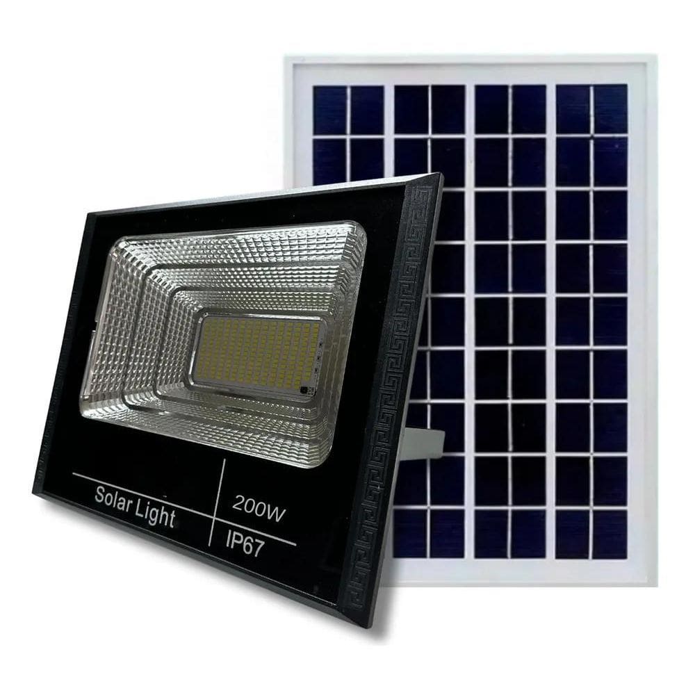 2X Lampada De Led Solar 200W Holofote Refletor Fotocélula