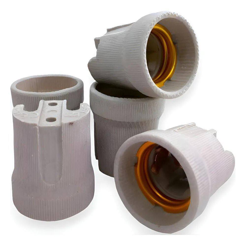 2X Kit 10 Receptáculo Bocal Soquete Porcelana Louça E27 10 U